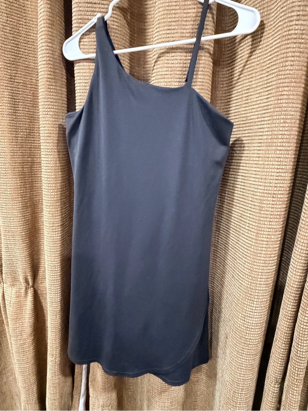 Athleta Black Asymmetrical Slip Dress with Thin Straps